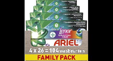 Ariel 4in1 Wasmiddel Pods +Touch Of Lenor Unstoppables Color - 4 x 26 Wasbeurten