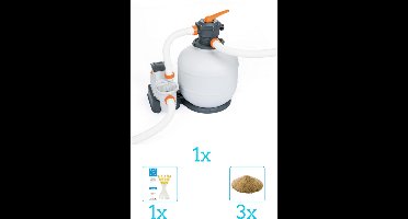 Bestway - Zandfilterpomp 58486 - 11.355 liter per uur inclusief Filterzand (3 stuks) en Testrips