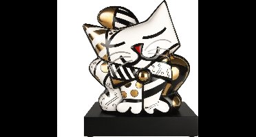 Goebel - Romero Britto | Decoratief beeld Golden Cat | Porselein - 31cm - Limited Edition