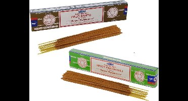 Satya Wierook cadeau set - 2x geurstokjes - Palo Santo en Patchouligeur - Meditatie