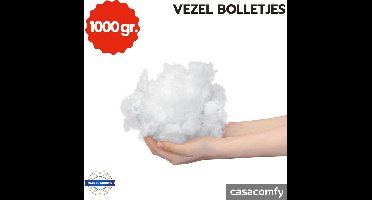 Vezelbolletjes , Kussenvulling, 1000 gr, Navulling kussen , Hoge kwaliteit , Polyester, Donszachte, Wit, kussenvulling - knuffelvulling - opvulmateriaal - vulling voor knuffels - vulling voor kussens