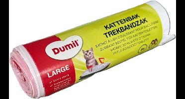 Dumil Kattenbak Zakken | Met Trekband | 15 Liter | 1 Rol | 8 Zakken | Extra Sterk
