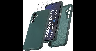 Hoesje geschikt voor Samsung Galaxy S24 FE Hoesje siliconen Pine Groen zacht siliconen hoesje TPU - met Screenprotector voor Samsung S24 FE - 2 stuks