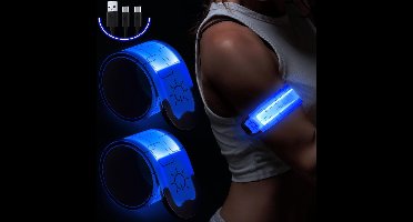 oCreon Oplaadbare LED Armband 2 Stuks Reflecterend Veiligheidslicht voor Kinderen Joggen en Hardlopen
