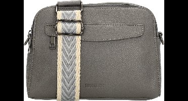 Beagles Las Palmas Crossbody Schoudertas - Trendy Schouderband - Fashion Bag - Praktische Ritsvakken - Dames Tas - Grijs