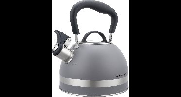 Kinghoff 1851 - Fluitketel met fluit - 1.8 liter - RVS - Grijs