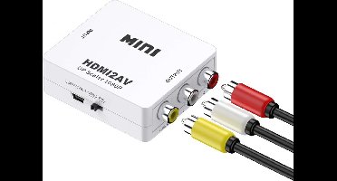 Qost - Tulp naar HDMI Converter - AV / Composiet RCA to HDMI Audio video kabel adapter Converter - Compatibel met Camera / Xbox 360 / PS2, PS3 / WII / N64 / Gamecube / Snes / PSP (Black) - Wit