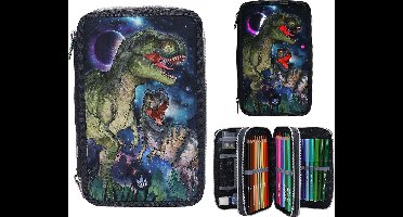 Depesche - Dino World 3-vaks etui met LED - GALAXY