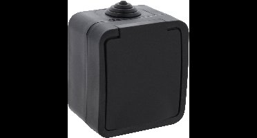 Q-LINK - Wandcontactdoos - Buitenstopcontact - Opbouw - 1-voudig Stopcontact - Spatwaterdicht IP54 - Randaarde - Kinderbeveiliging - Mat Zwart