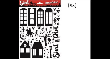 6x Raamsticker A4 Sint en Piet - Sinterklaas feest Thema feest versiering raam stickers fun