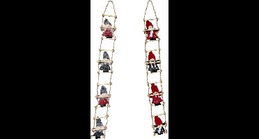 oCreon 2 Stuks Kerstladderhanger - Oude Man op Ladder en Poppen voor Kerstboom en Openhaarddecoratie