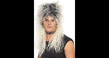 "Zwarte witte punk pruik voor volwassenen  - Verkleedpruik - One size"