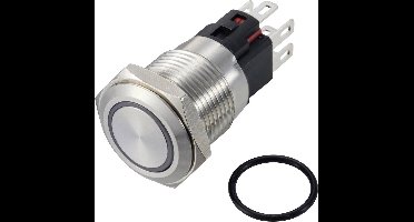 TRU COMPONENTS TC-12647412 Drukschakelaar 250 V/AC 3 A 1x uit/(aan) IP65 RGB Continu RVS 1 stuk(s)