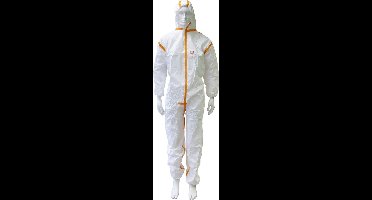 Technosafety Wegwerp Overall - Categorie 3 - Type 4/5/6 - Anti Statisch - Wit/Oranje - Maat XXL