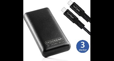 MOJOGEAR MINI XL 20.000 mAh EXTRA FAST powerbank met USB-C naar USB-C kabel 100W USB 3.1 Extra Sterk 3m