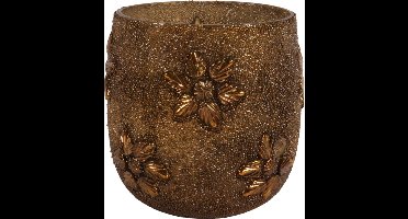 Baroque - Theelicht - Waxinelichthouder Kralen 12 cm - Goud - Glas - 12x12x12 - Glass