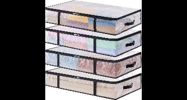 oCreon Set van 4 transparante opbergzakken 60L - Opvouwbaar met handgrepen voor kleding en dekens