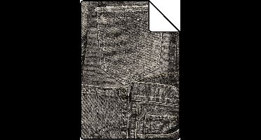 Proefstaal ESTAhome behang spijkerstof zwart - 137738 - 26,5 x 21 cm