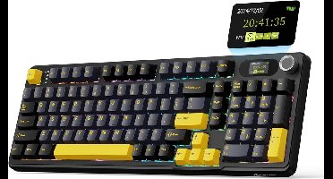 ATTACK SHARK X98 - Draadloze Mechanisch Gaming Toetsenbord - TFT Scherm - Multifunctionele Draaiknop - PBT Keycaps - Wired/2.4G/Bluetooth Tri-Mode - Gasket Mod - 98keys - Star Black