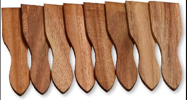 Scanpart houten spatels 15 cm - Gourmet - Raclette - Grillplaat - Steengrill - Bakplaat - Teppanyaki - Kleine spatels - Mini spatels - 6 stuks