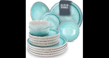 ApexArte® Serviesset 12 Persoons - Serviessets - Bordenset - Chique Bordenset - Porselein - Turkoois