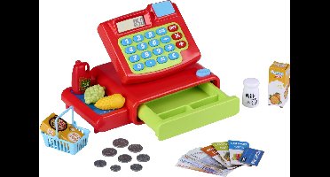 Eddy Toys Speelgoed Kassa 25-Delig - Speelgoed Kassa met Geluid en Rekenmachine - Kinder Kassa met Speelgeld en Pasjes - Winkelkassa Speelgoed voor Winkeltje Spelen