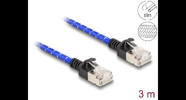 Delock RJ45 Network Cable with braided coating Cat.6A U/FTP Slim 3 m blue