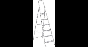 Core®Huishoudtrap 6 Treden - Keukentrapje Basic Inklapbaar - Keukentrap – Grijs - 50cm x 13cm x 205cm