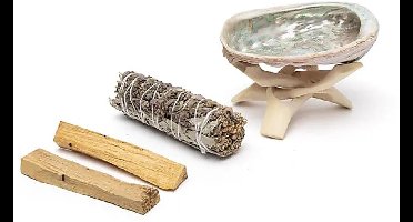 Smudge set - reinigings set - witte salie - lavendel - palo santo - abeloneschelp