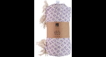 Arti Casa Katoenen Plaid - 130x170 cm - Decoratieve Deken met Franjes - Zachte Woonplaid - Paars
