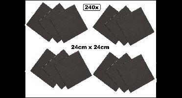 240x Servetten zwart 24cm x 24cm - 3 laags - Cocktail servet diner eten knoeien restaurant BBQ thema feest verjaardag feest WK