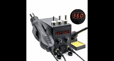 Delightness Soldeerstation - 2 In 1 - Heteluchtpistool - Soldeermachine - Heteluchtstation - Soldeerbout - Soldeerset - Zwart