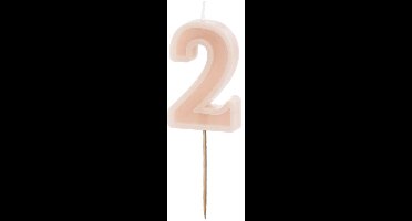 Taartkaars nummer 2 oudroze 6cm