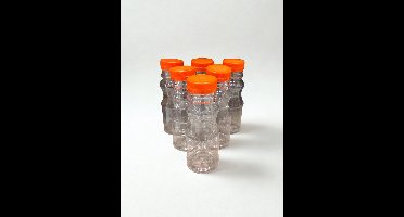 PET Flesjes 250 ml met Oranje Dop – BPA-vrij – 75 Stuks – Inclusief Doppen – Transparant – Voor Water, Sap & Dranken