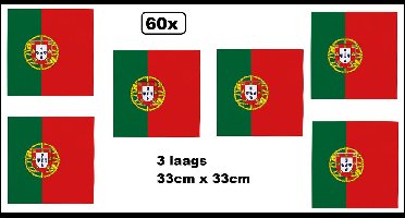 60x Servetten Portugal 33cm x 33cm - 3 laags - Servet diner eten knoeien restaurant WK 2026 BBQ thema feest verjaardag feest