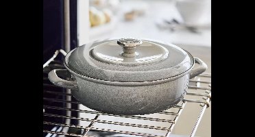 Merten & Storck Braadpan - 4L - PFAS-vrije baklaag - Braadpan inductie - Ovenbestendig tot 315°C - Vaatwasserbestendig - Gietijzer - Handgemaakt - Grijs