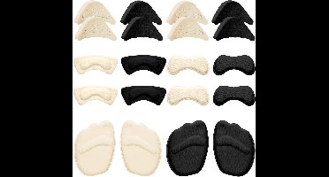 Hakgreepvoeringen – 10 paar – zwart & beige – one size – voeringen voor te grote schoenen, hakkussentjes, middenvoetkussentjes & verstelbare teenkussentjes, voor dames & heren, ter voorkoming van hakpijn en blaren