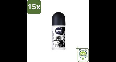 15 x Nivea Men – Deodorant Roller – Invisible for Black & White – 50 ml - Grootverpakking - Deodorant Rol - Anti-vlek - Zweetbestendig - Huidbeschermend - Kledingbeschermend
