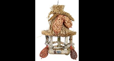 Best for birds voedertafel hangend rieten dak inclusief voer 28x28x39 cm