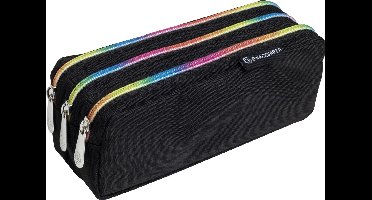 Exacompta 6x Rechthoekig pennenetui met 3 vakken Rainbow - Zwart - 52140E