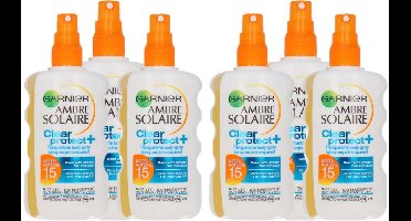 Garnier Ambre Solaire Clear Protect SPF15 - Vet vrij - Waterresistent - 6 x 200 ml