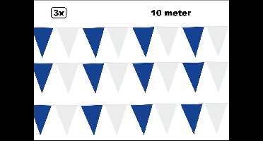 30 Meter Vlaggenlijn blauw/wit - 3x 10 meter - vlaglijn festival feest party verjaardag thema feest kleur