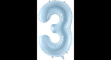 3 Jaar Cijfer Ballon Lichtblauw Leeg 72cm