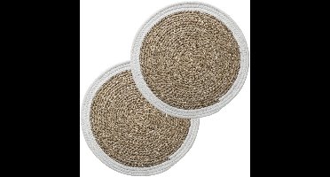 Set van 10x stuks placemats zeegras wit - 39 cm - Tafel onderleggers