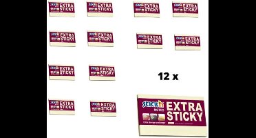 Stick'n Extra Sticky - Sticky Notes - 76x127mm - Pastel Geel - 12 Memoblokken