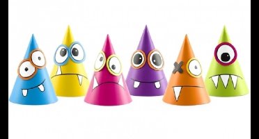 PartyDeco feesthoedjes DIY - monsters thema - party verjaardag hoedjes - punthoedjes