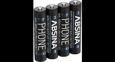 Absina Oplaadbare AAA batterij (potlood) NiMH 1.2 V 4 stuk(s)