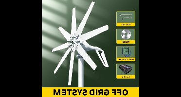Windgenerator – Windturbine – Windmolen – Duurzame Energie – 12V Output – 8 Nylon Bladen – Aluminium Behuizing - 1000W - Off-grid Systeem 1