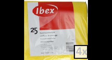 Ibex Huishouddoekjes - Geel - Multipak 4 x 25 stuks