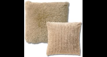 KUSSENSET - 2-delig - Cosy Layers - 60x60 cm, 45x45 cm - inclusief binnenkussens - beige